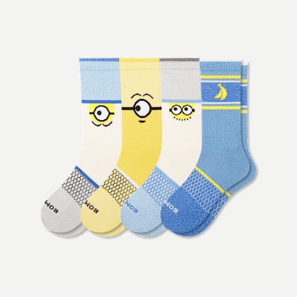 BOMBAS MINIONS 4 PACK CALF CREW SOCKS L UNISEX - Picture 1 of 11
